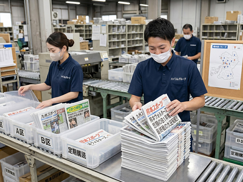 新聞の仕分け作業